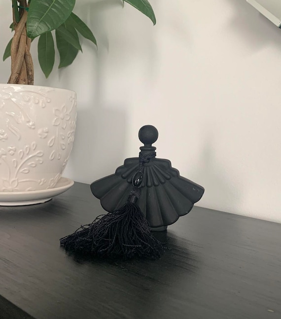 Art Deco Black Satin Glass Perfume Bottle