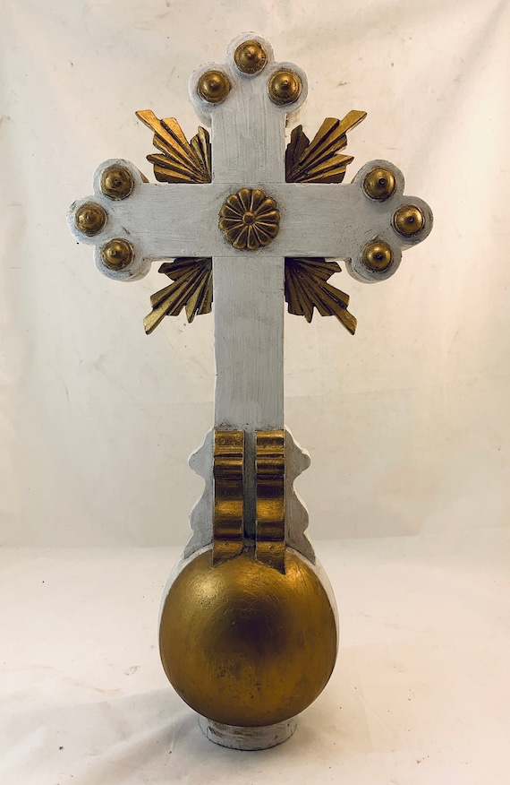Ornate Vintage Wooden Carved Cross