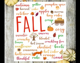 Fall Word Art Digital Print