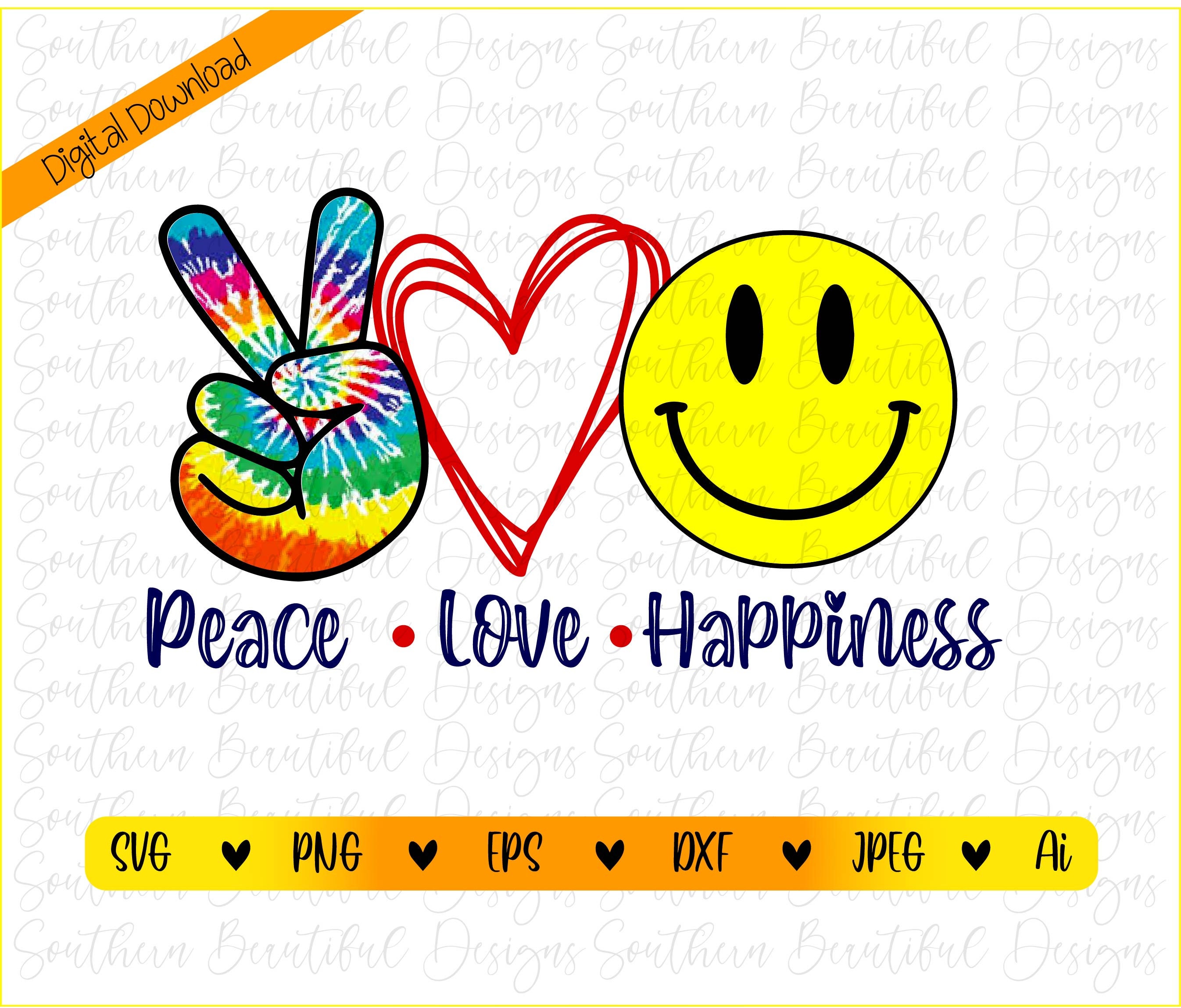 Peace Love Happiness / Descarga digital / SVG Cut File Etsy España