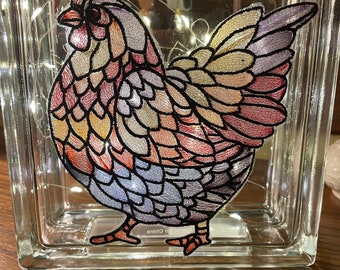 Buntglas Huhn Glasstein