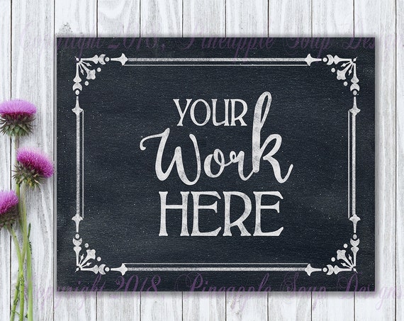 Chalkboard Mockup With Purple Thistle Styled Stock Photography Chalkboard Mockup With Purple Thistle Styled Stock Photography
