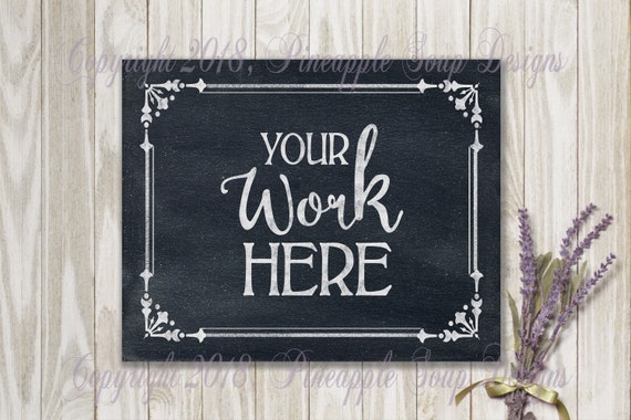 Rustic Chalkboard Flat Lay Mockup White Purple Mock
