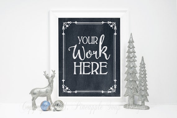 White And Silver Christmas Mockup 8x10 Chalkboard Winter White And Silver Christmas Mockup 8x10 Chalkboard Winter