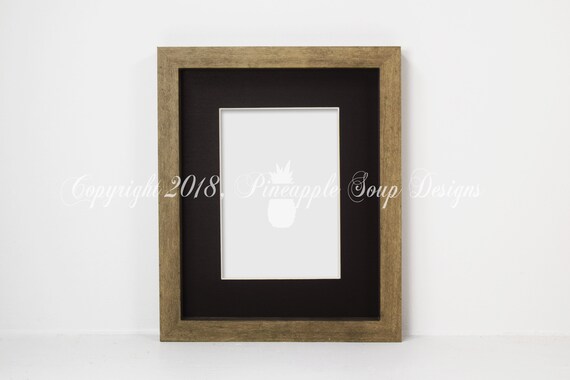 Vertical Wood Frame With Black Mat Mockup Oak Frame Mockup Etsy