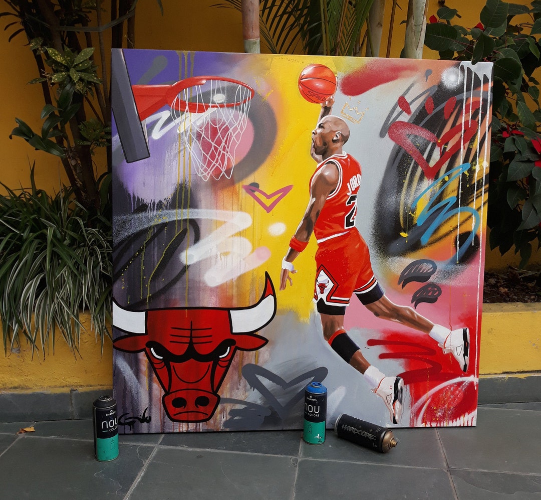 Michael Jordan Graffiti Art Painting on Canvas / Chicago Bulls Wall Art ...