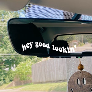 hey good lookin rear view mirror decal - boho retro car accessories