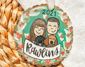 2021 Family Christmas ornament - cartoon portrait Christmas gift - personalized custom couple tree ornament