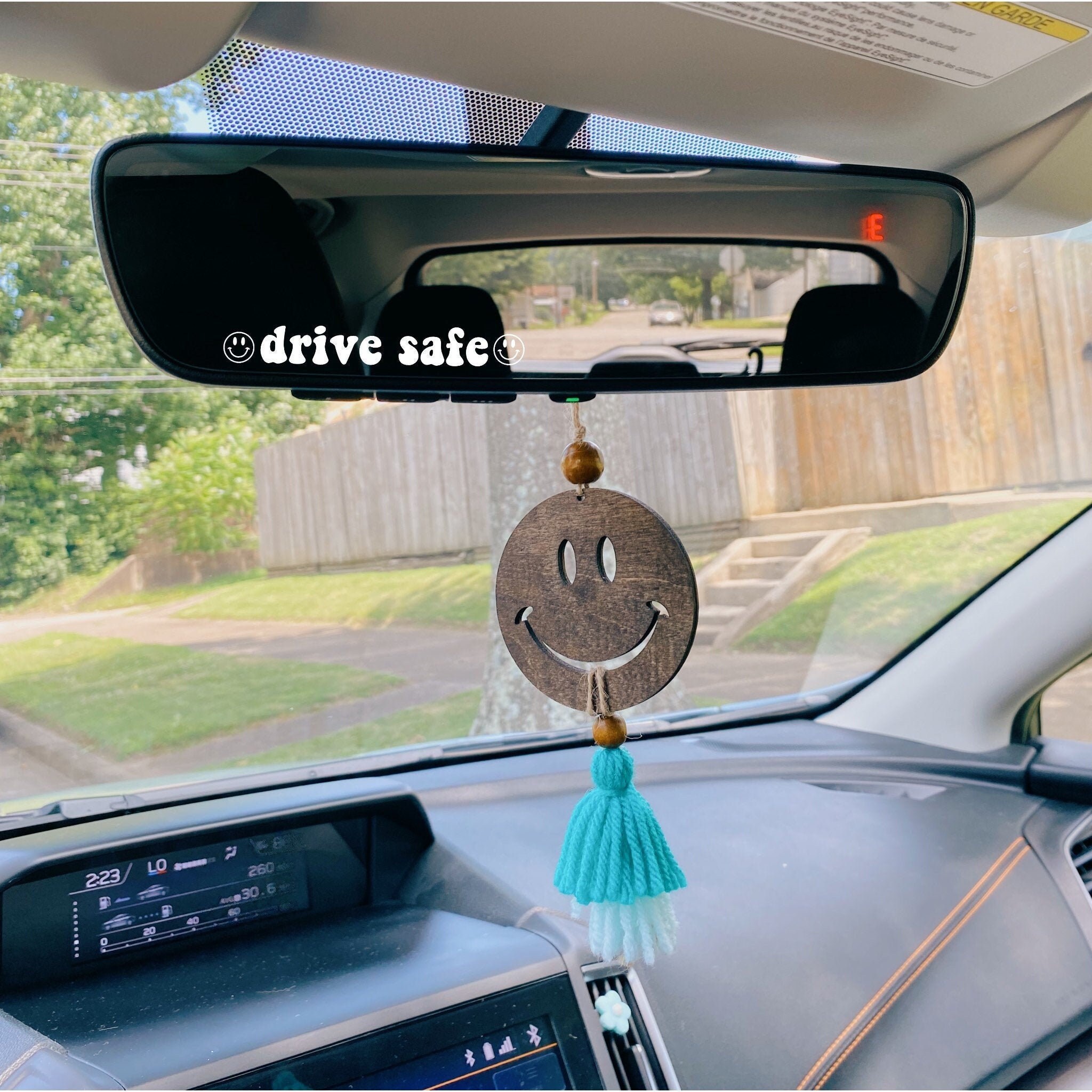 Drive Safe Smiley Rear View Mirror Decal Etsy