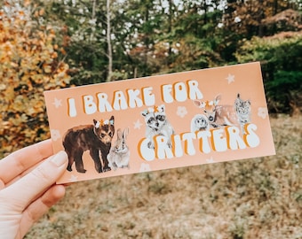 i brake for critters car bumper sticker - animal lover car decal - waterproof and weatherproof car accessories - same day ship
