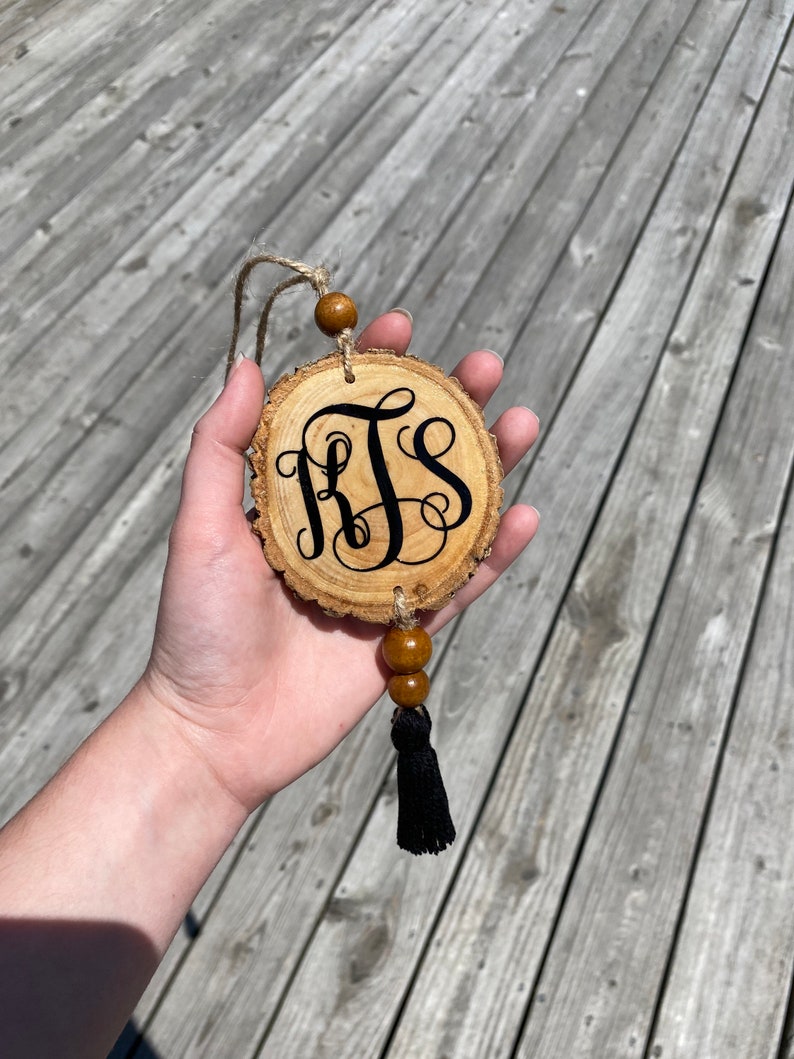 Monogram Car Charm Rear View Mirror Hanging Car Ornament Etsy