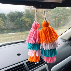 Cute Car Mirror Hanging Orange Fruit Car Interior Rear View Mirror Flower Car  Accessories Crochet Gift for Car 