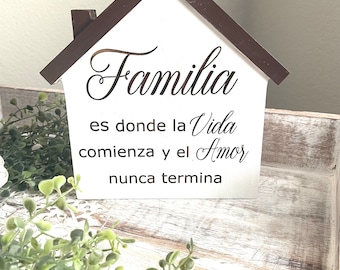 Familia Wood House Sign, Laser Engraved, Spanish Decor