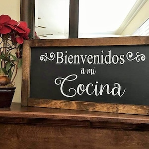 Spanish home decor,12x24, Spanish welcome sign, Spanish art, welcome,Spanish wall art kitchen sign, Spanish decor, Bienvenidos a mi cocina