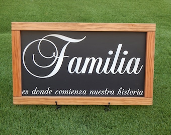 Familia Wood Sign, Rustic Spanish Home Decor (14x24)
