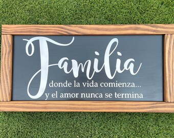 Farmhouse Familia Wood Sign, Spanish Home Decor, 12x24
