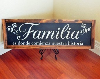 Familia Spanish Wood Sign, Rustic Farmhouse Wall Decor (12x24)
