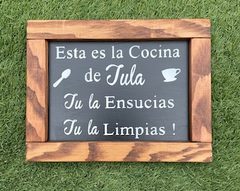 Spanish Kitchen Sign, Esta Es La Cocina, Wood Home Decor (10x13)