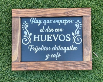 Spanish Kitchen Sign, Breakfast Decor, Eggs, Huevos