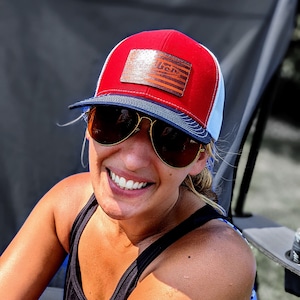 Personalized leather patch hat