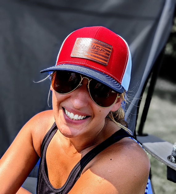 Personalized leather patch hat