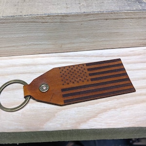 New design! Genuine Leather American Flag Keychain **Free Shipping**