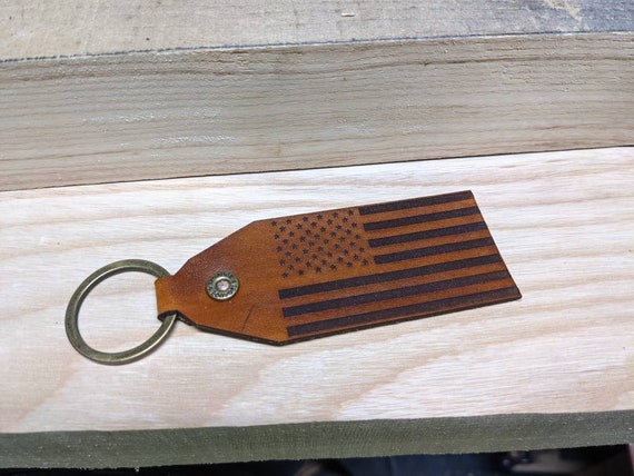 New design! Genuine Leather American Flag Keychain **Free Shipping**