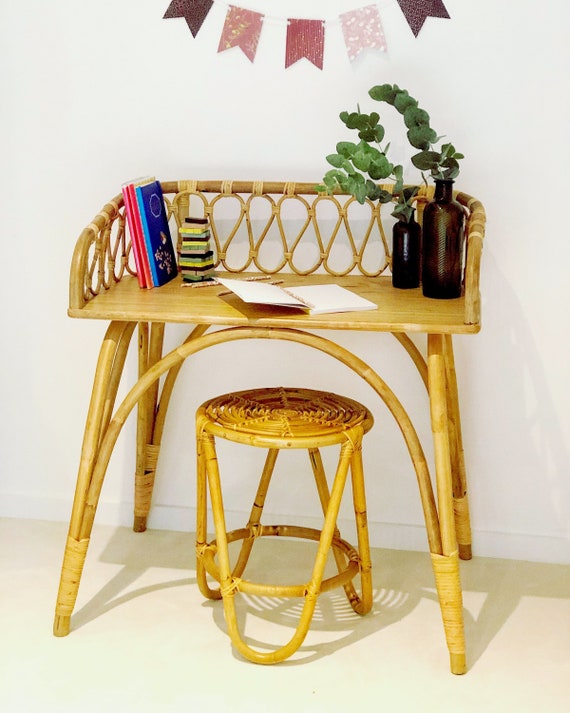 Child S Desk Or Console June Natural Rattan Etsy