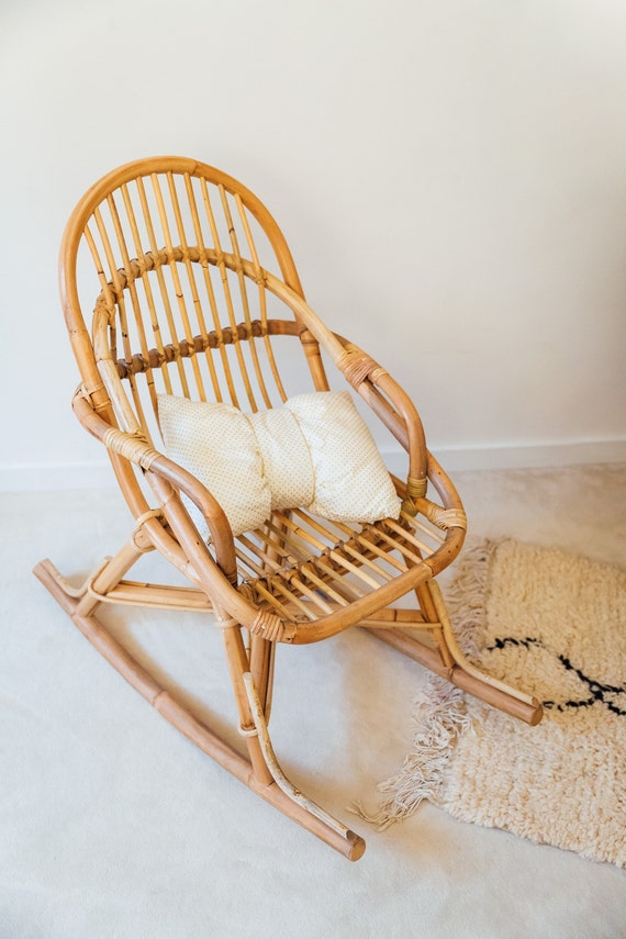 Child S Rocking Chair In Rattan June Etsy