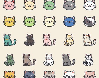 May include: A sheet of stickers featuring various cartoon cat designs in different colors, including pink, yellow, green, and gray. The text "I'm Your Cat Sticker" is at the top, and "Minky's Space" is at the bottom.