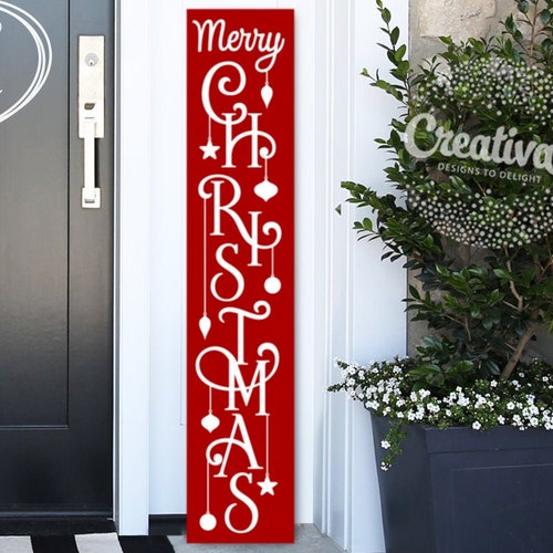 Merry Christmas Porch Sign SVG DXF PNG Whimsical Tall Vertical - Etsy