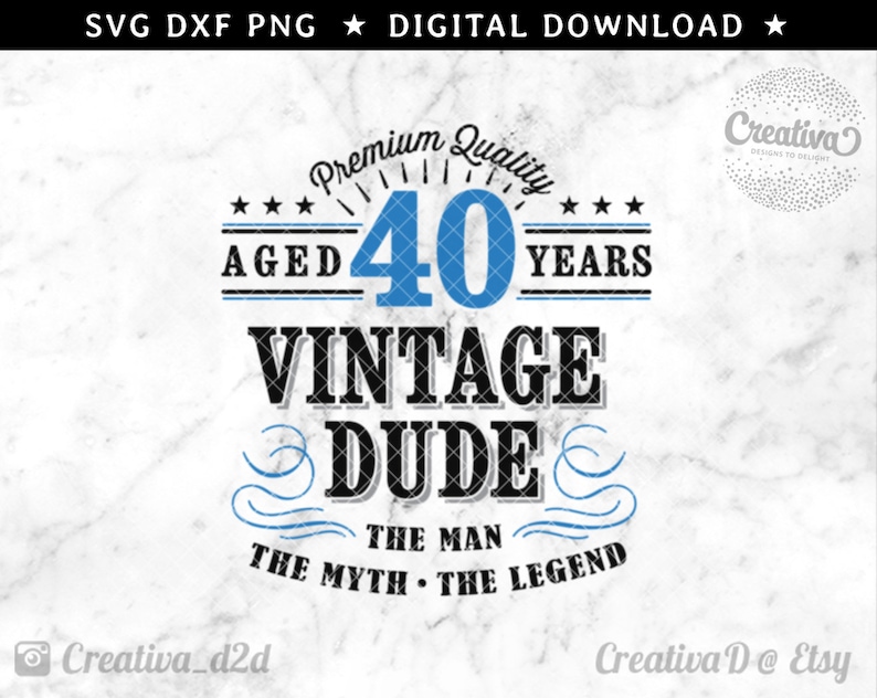 Download 40th Birthday SVG 40 Vintage Dude Svg Dude Svg Men's | Etsy