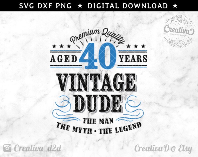 Download 40th Birthday SVG 40 Vintage Dude Svg Dude Svg Men's | Etsy