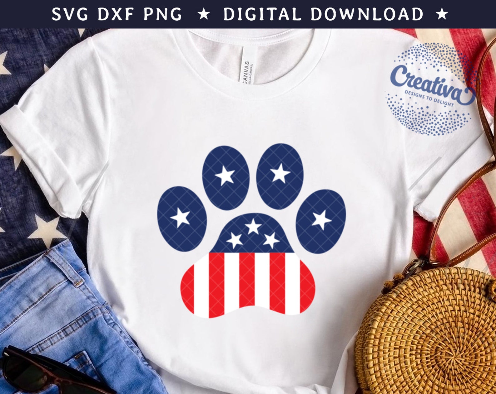 Download American Flag Paw Print SVG PNG dxf 4 juli Svg America ...