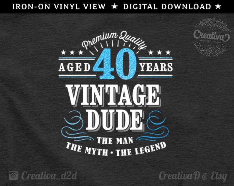 Download 40th Birthday Svg 40 Vintage Dude Svg Dude Svg Men S Birthday T Shirt Svg Aged 40 Years Svg It Took 40 Years Svg 40th Svg Cut File Png Dxf Clip Art Art Collectibles