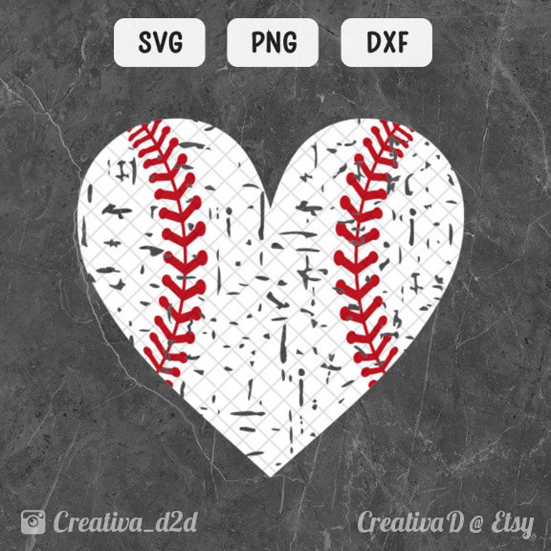 Download Love Baseball Heart SVG DXF PNG Red Stitches Grunge Baseball | Etsy