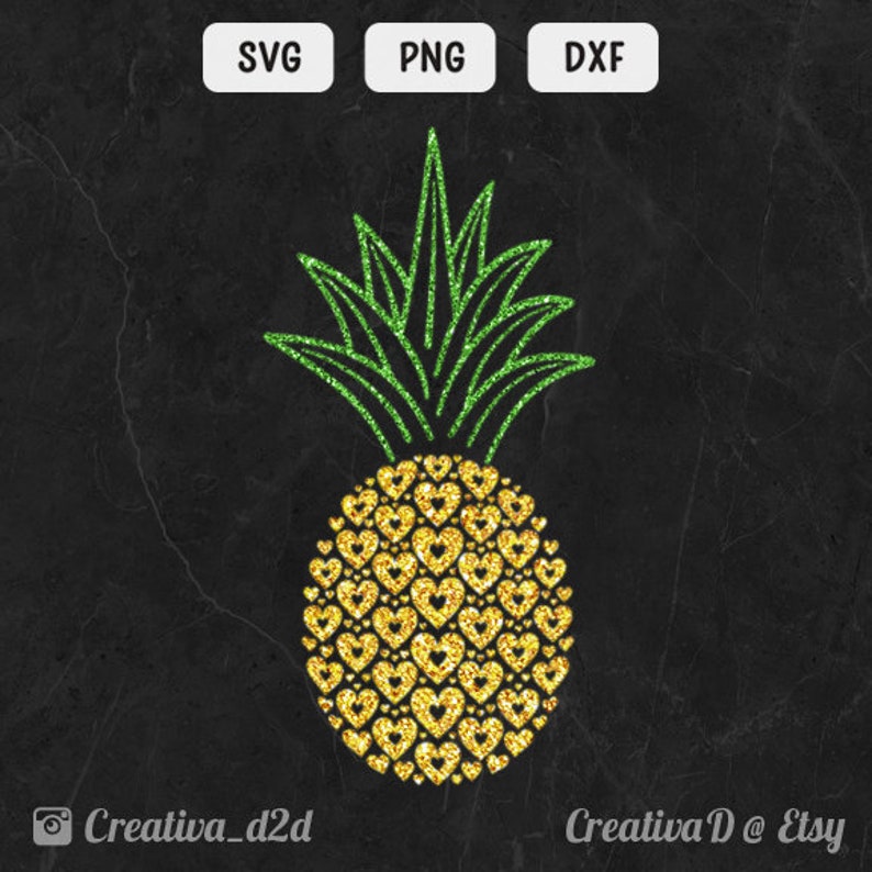 Heart Pineapple SVG PNG DXF \u2022 Svg File for Silhouette Cricut \u2022 Print Stencil Transfer Iron-on Vector Pineapple Clipart Love Pineapple
