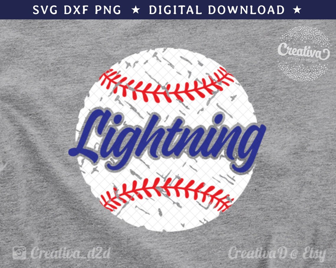 Baseball Lightning SVG Grunge Lightning Baseball Team Files Etsy