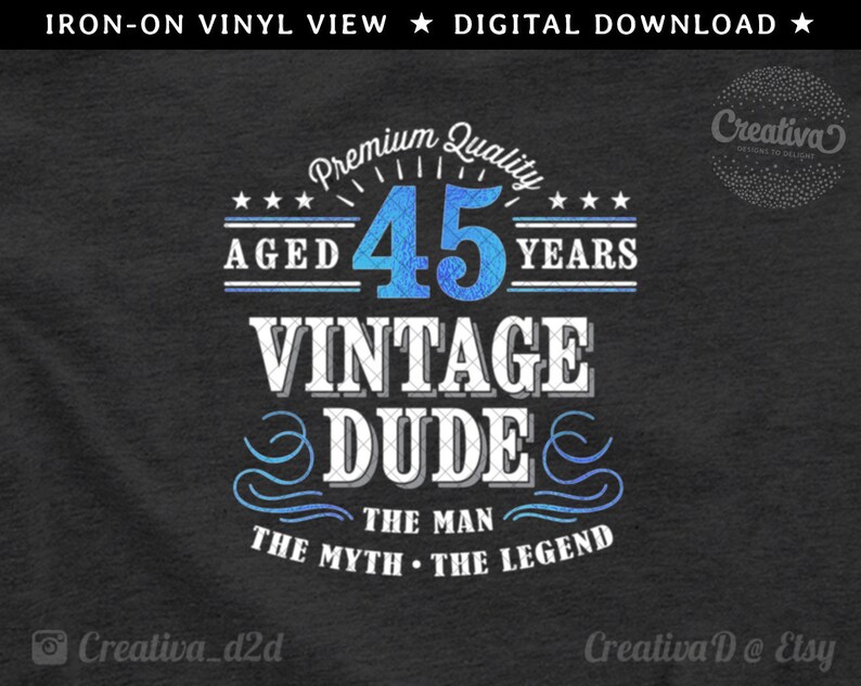 Download Clip Art Art Collectibles 45th Birthday Svg 45 Vintage Dude Svg Dude Svg Men S Birthday T Shirt Svg Aged 45 Years Svg It Took 45 Years Svg 45th Svg Cut File Png Dxf