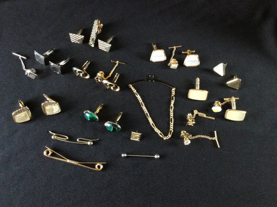 28 Pieces of  Cuff Links sets Assorted tie tacks … - image 1