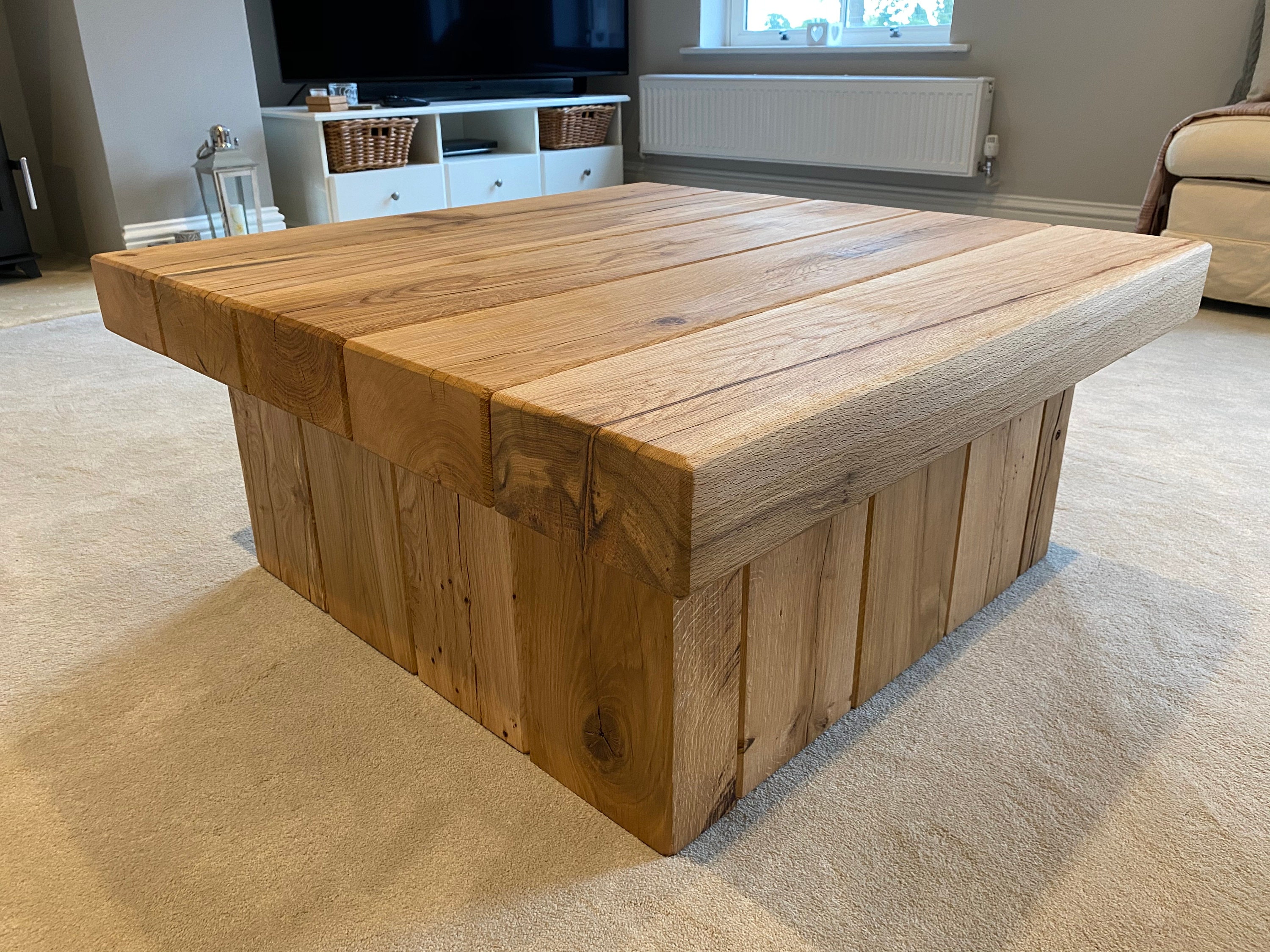 Handcrafted Square Oak Sleeper Coffee Table With Pedestal Etsy UK
