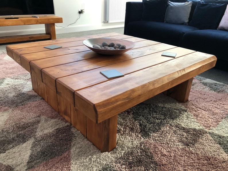 Rustic Reclaimed HandBuilt Chunky Sleeper Coffee Table Made Etsy