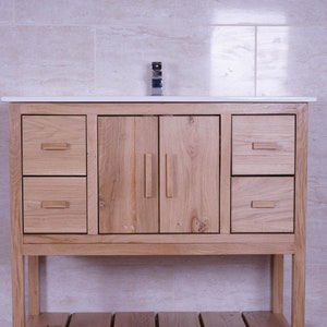 Luxury Oak Bathroom Vanity Unit With Inset Sink - Wash Stand - Cottage ...