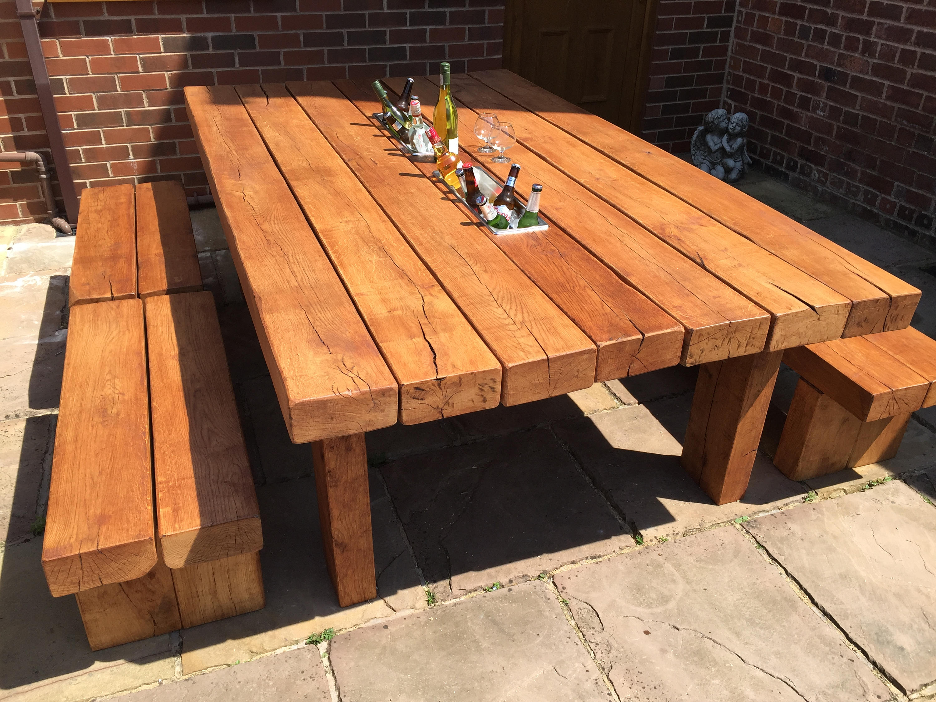 Exclusive Outdoor Garden Dining Table With Matching Benches Etsy UK