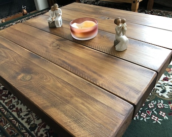 Hand-Crafted Square RailWay Sleeper Pine Coffee Table - Multiple Sizes & Wood Varnish Colours Available - Made To Order - Living - Home