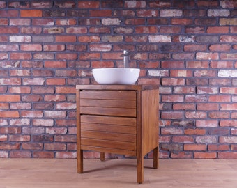 Traditional Bathroom Vanity Unit Freestanding with Double Drawers - Made To Size - Victorian, Chunky Wood, Wash Stand, Bathroom Cabinet