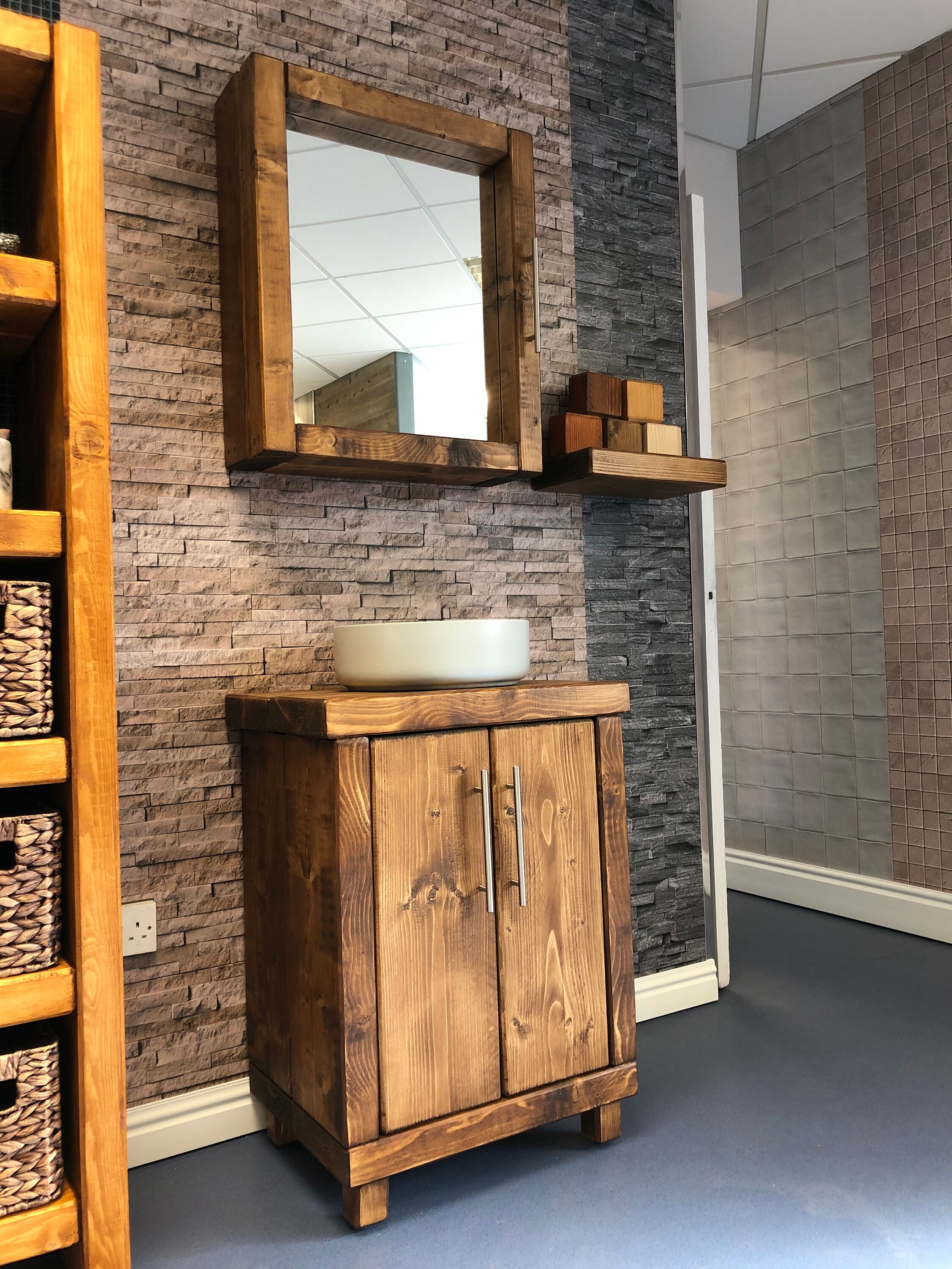 Rustic Hand-Built Mirror Cabinet Bathroom Decor 14 Colours | Etsy