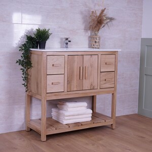 Luxury Oak Bathroom Vanity Unit With Inset Sink - Wash Stand - Cottage ...