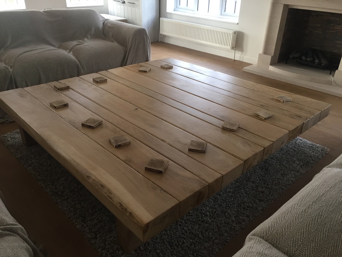 Hand-crafted Large Modern Oak Square Sleeper Coffee Table - Etsy UK