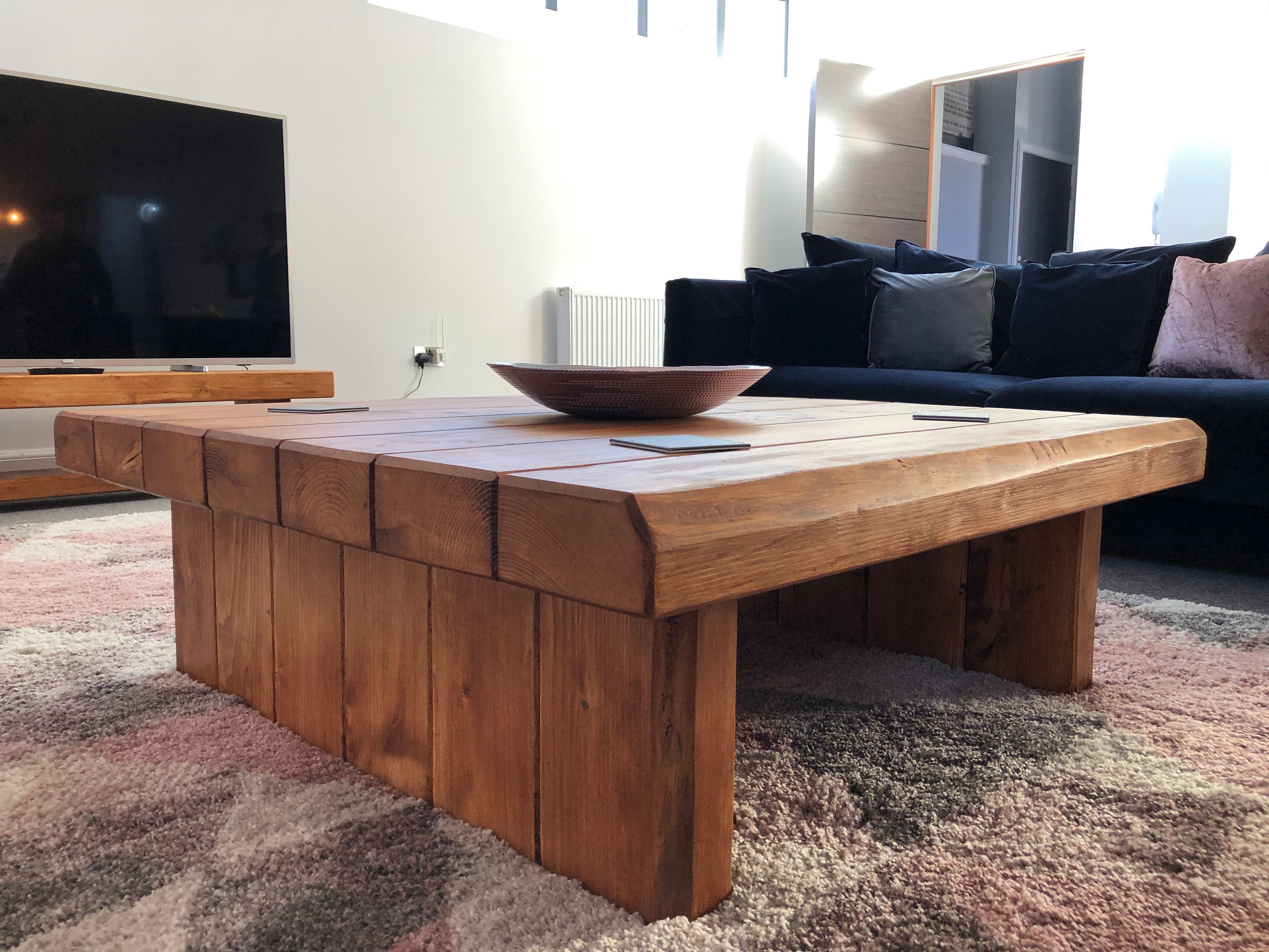 Rustic Reclaimed HandBuilt Chunky Sleeper Coffee Table Made Etsy